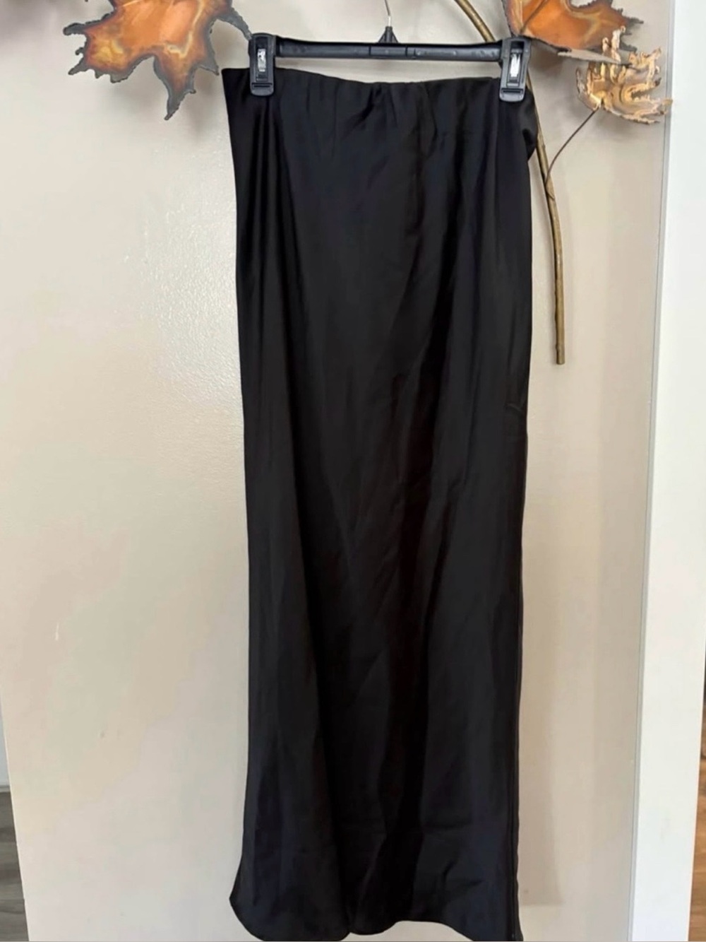 Classic Black Maxi Satin Skirt - Women